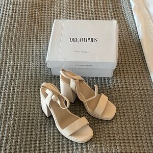 Dream Pairs Women's Beige Strappy Heels